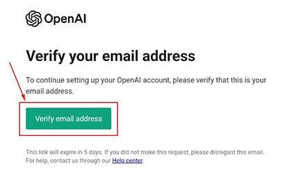 スクリーンショット：スマホ編(ブラウザ版)_ChatGPTの始め方と使い方_届いたメールアドレスに表示されている「Verify email address」をタップする