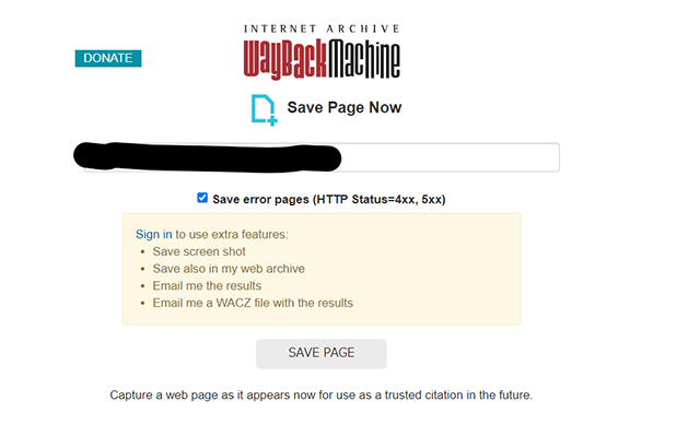 スクリーンショット：Wayback Machineの利用方法_手動でWebサイトを保存する方法