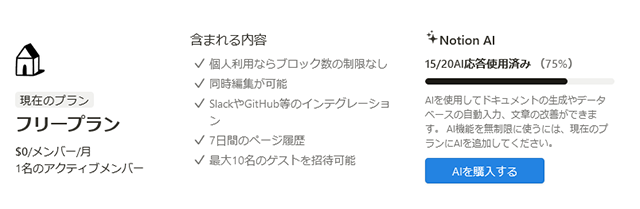 スクリーンショット：マイアカウントの「アップグレード」を選択し、「AIを購入する」をクリックする