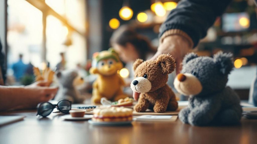 画像：机の上に置かれたクマの人形