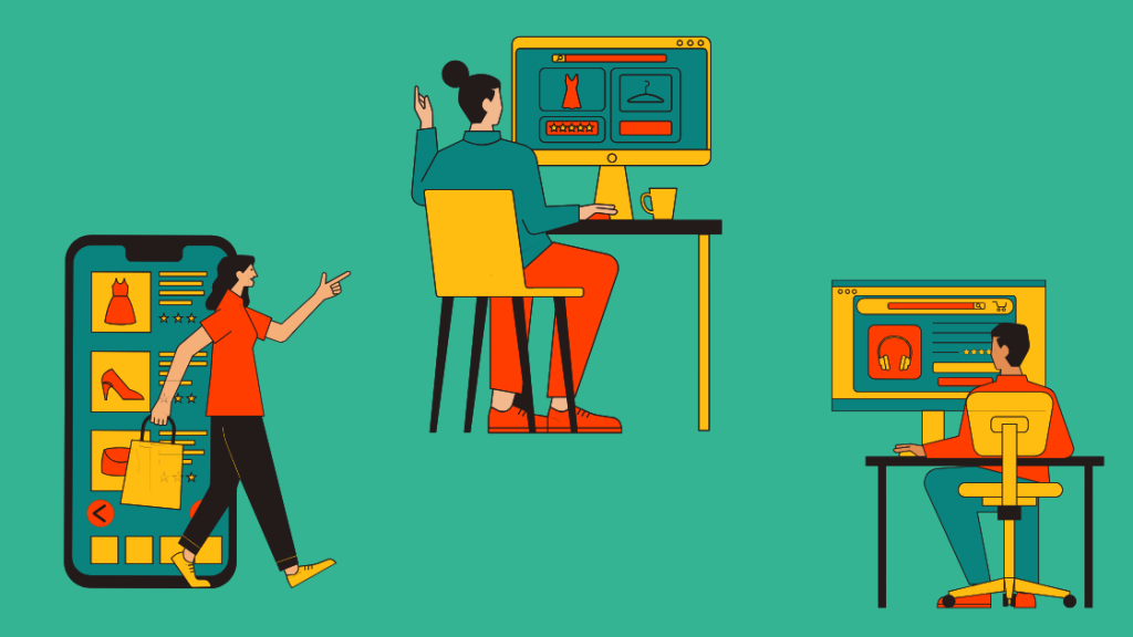 Webページで製品やサービスの画像を見て比較検討する人々