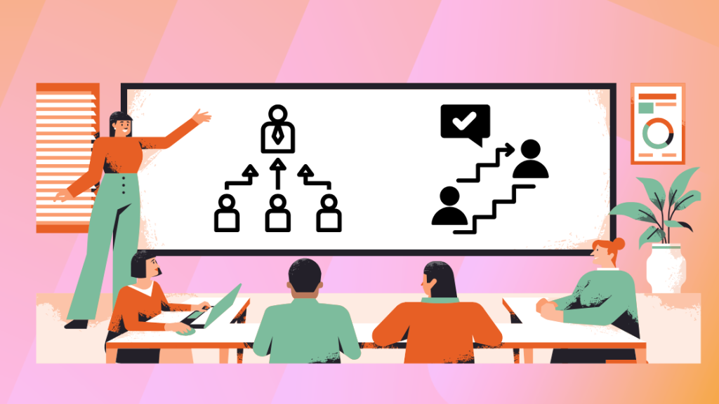 「ボトムアップ型」アプローチを会議でプレゼンする人