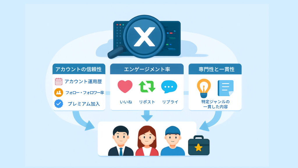 Xのおすすめユーザーに表示されやすくなるアルゴリズム図解