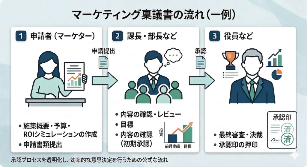 マーケティング稟議書の流れ図解