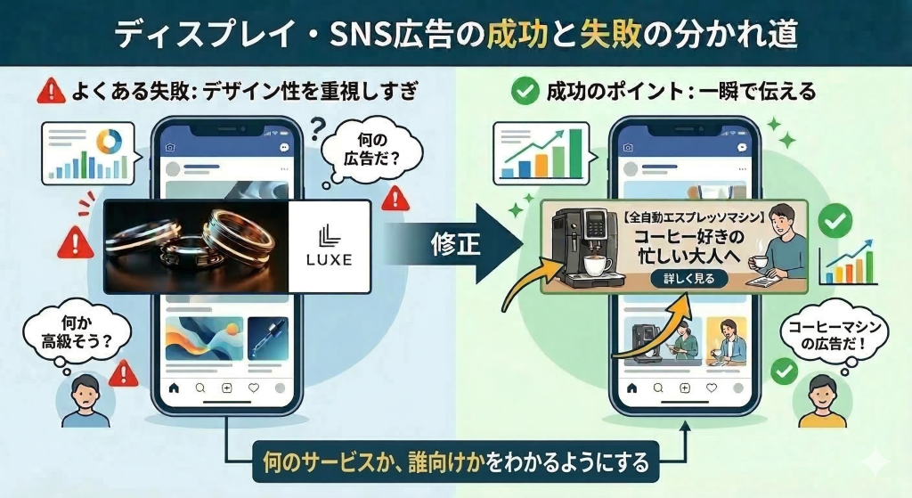 画像：ディスプレイ・SNS広告の成功と失敗の分かれ道
